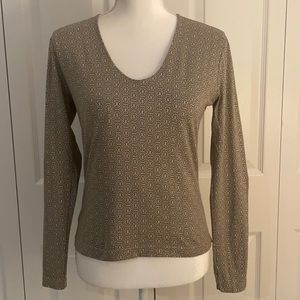 More & More Women’s SZ M Long Sleeve V-Neck Link Print Polyamid Nylon Top